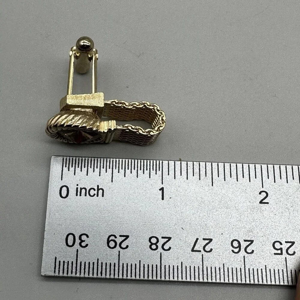 Vintage Swank Men Cufflinks Set of 2 Gold Tone Mesh Rhinestone Modern Square